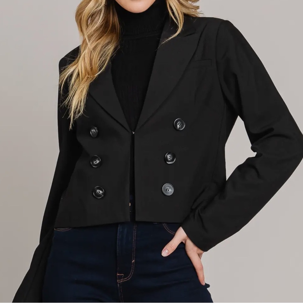 Elegant Black Double-Breasted Women's Jacket